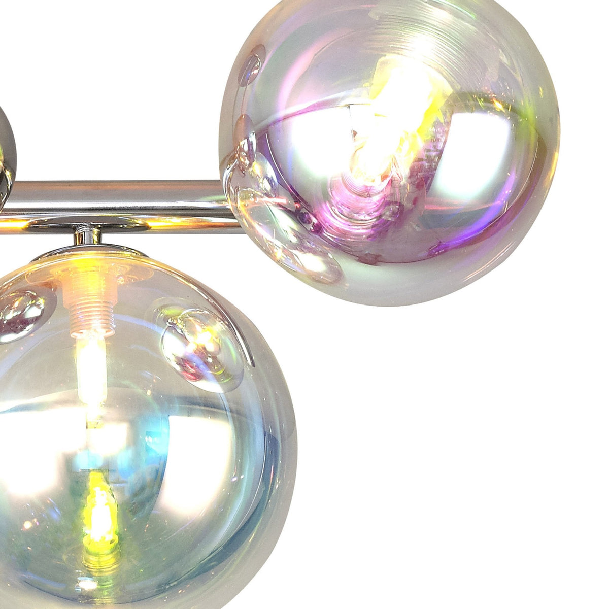 Ridge Semi-Flush Ceiling Light in Polished Chrome with Iridescent Glass