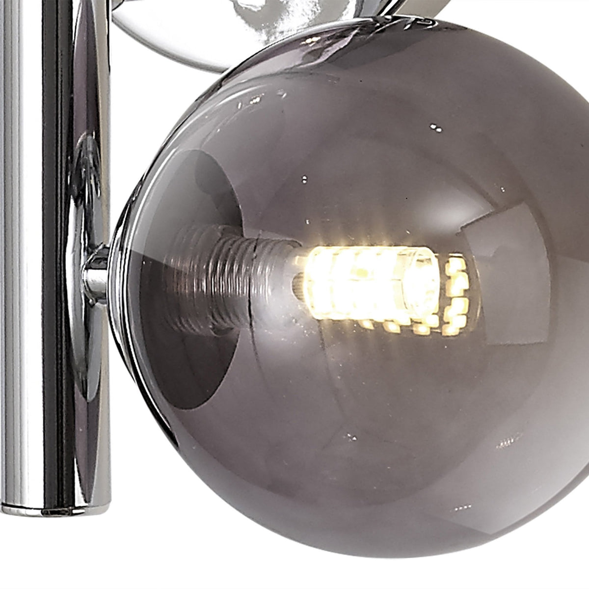 Ridge 2 Lamp Wall Light in Polished Chrome with Smoked & Black Glass