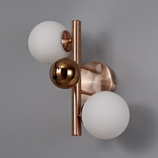 Ridge 2 Lamp Wall Light in Antique Copper with Opal & Copper Glass