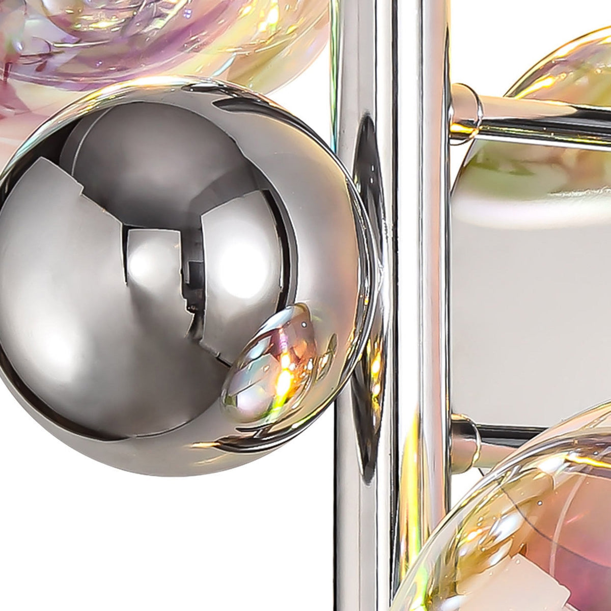 Ridge 2 Lamp Wall Light in Polished Chrome with Iridescent Glass