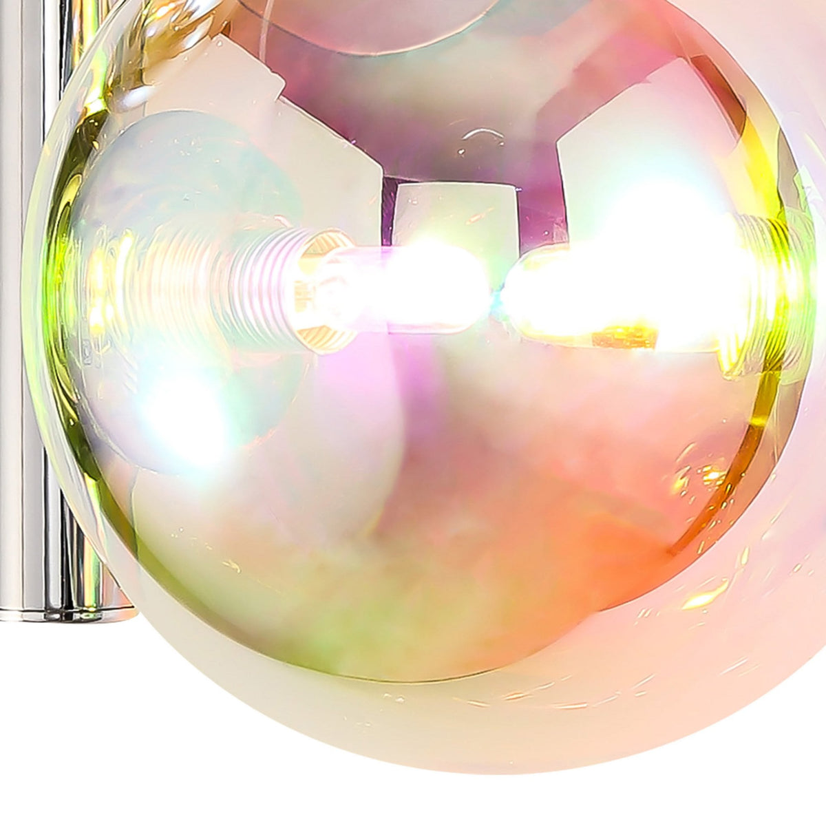 Ridge 2 Lamp Wall Light in Polished Chrome with Iridescent Glass