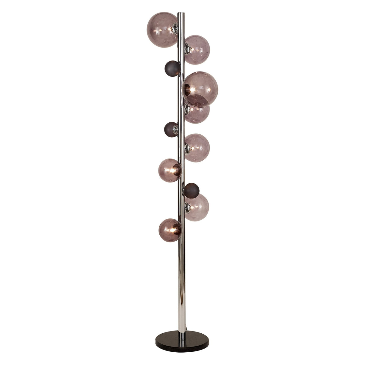 Ridge 8 Light Floor Lamp in Polished Chrome with Smoked & Black Glass