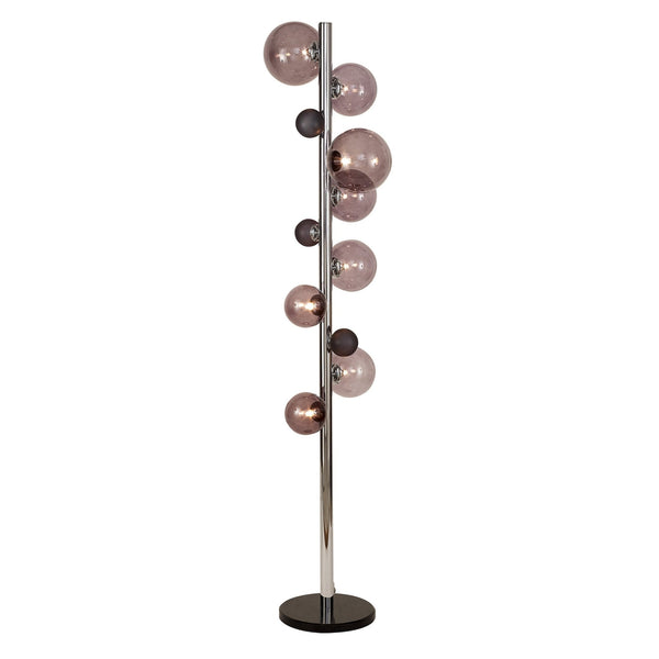 Ridge 8 Light Floor Lamp in Polished Chrome with Smoked & Black Glass