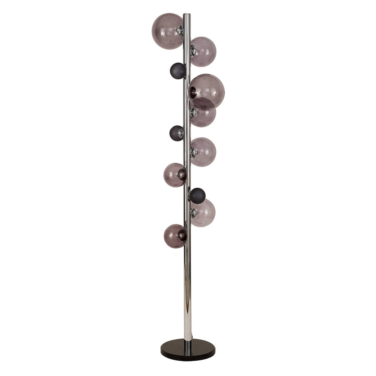 Ridge 8 Light Floor Lamp in Polished Chrome with Smoked & Black Glass