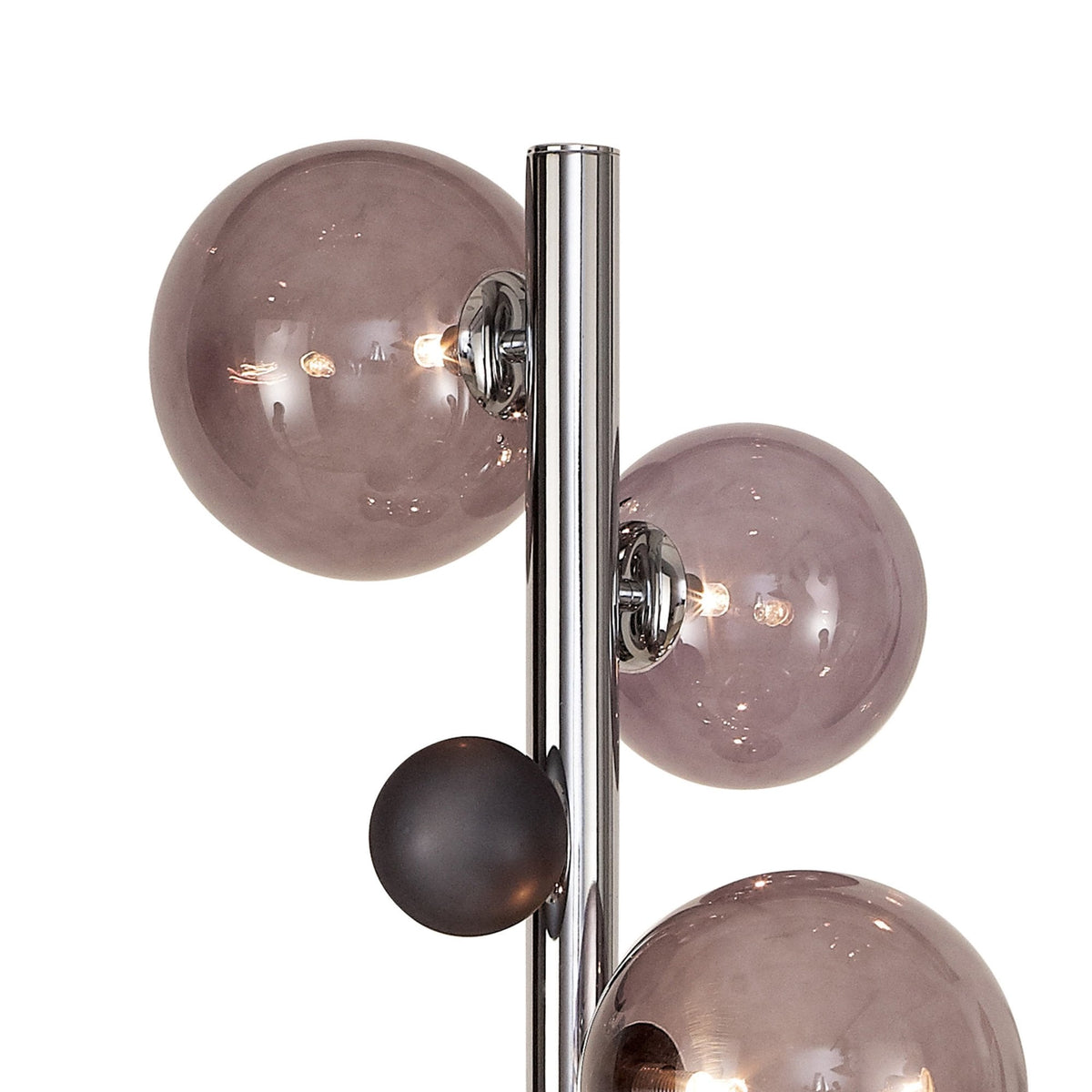 Ridge 8 Light Floor Lamp in Polished Chrome with Smoked & Black Glass
