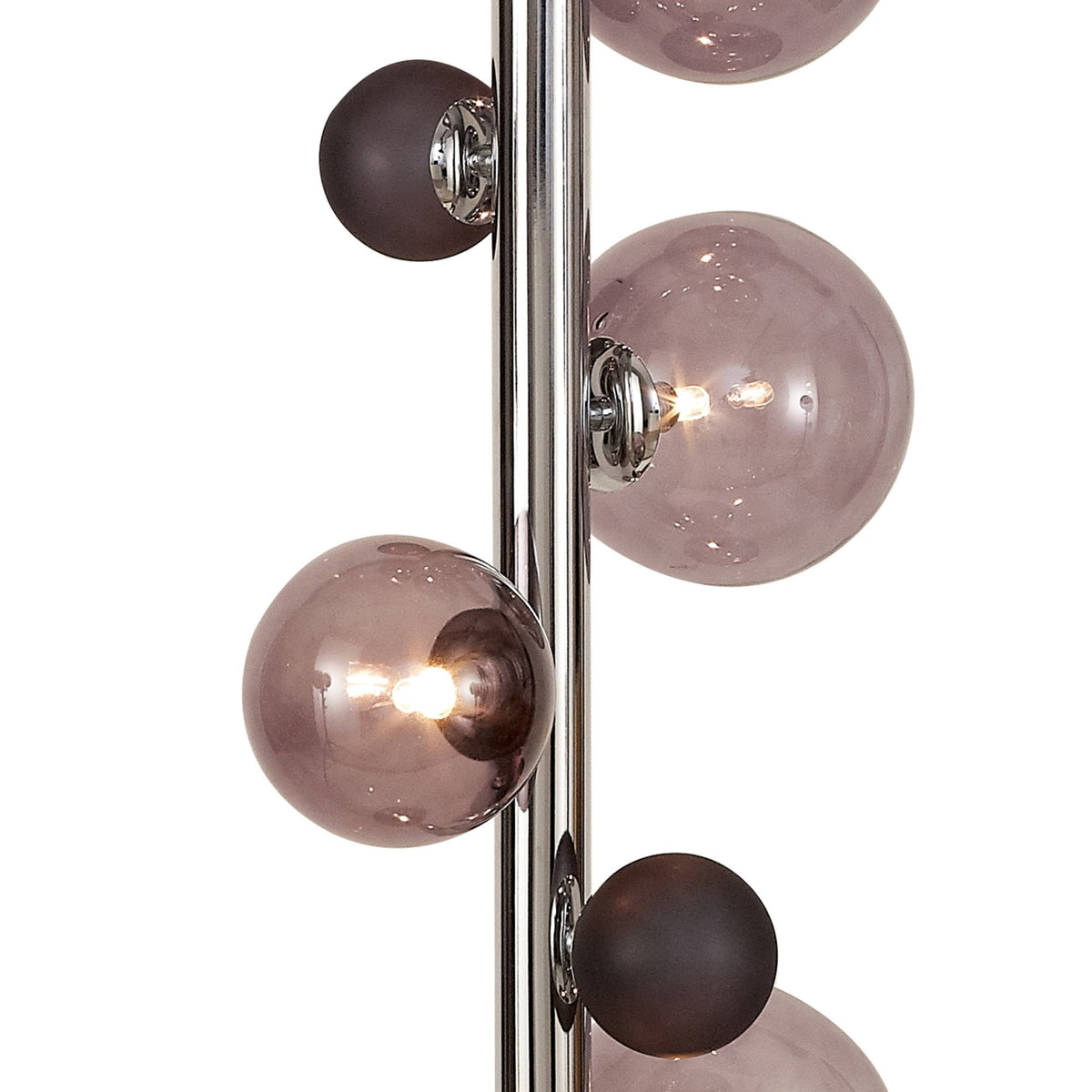 Ridge 8 Light Floor Lamp in Polished Chrome with Smoked & Black Glass