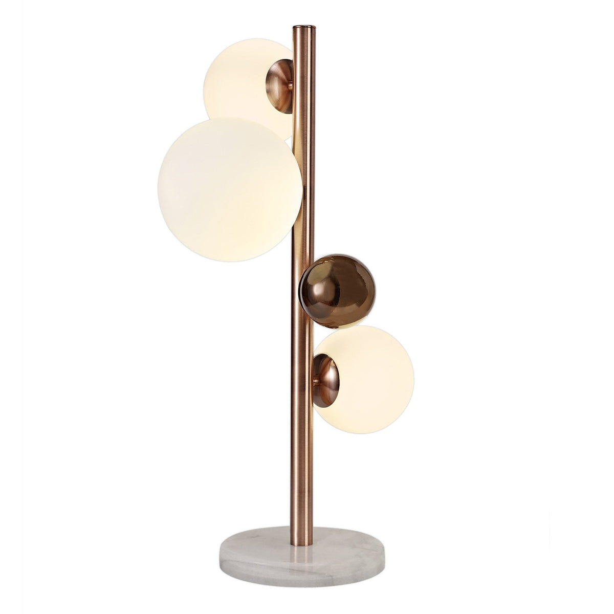Ridge 3 Light Table Lamp in Antique Copper with Opal & Copper Glass
