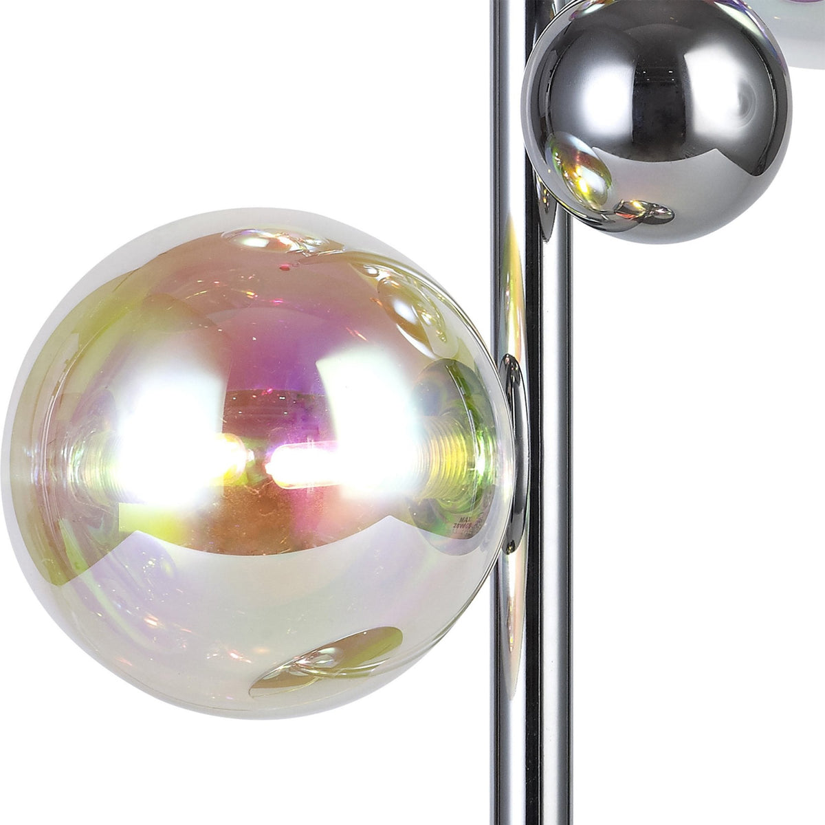 Ridge 3 Light Table Lamp in Polished Chrome with Iridescent Glass