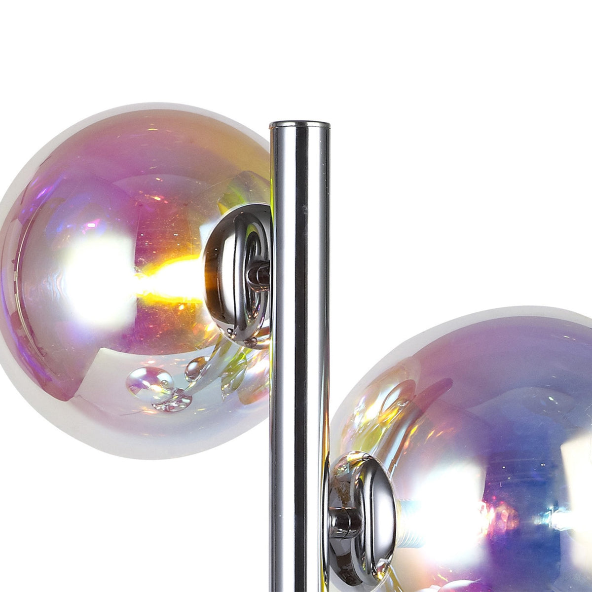 Ridge 3 Light Table Lamp in Polished Chrome with Iridescent Glass