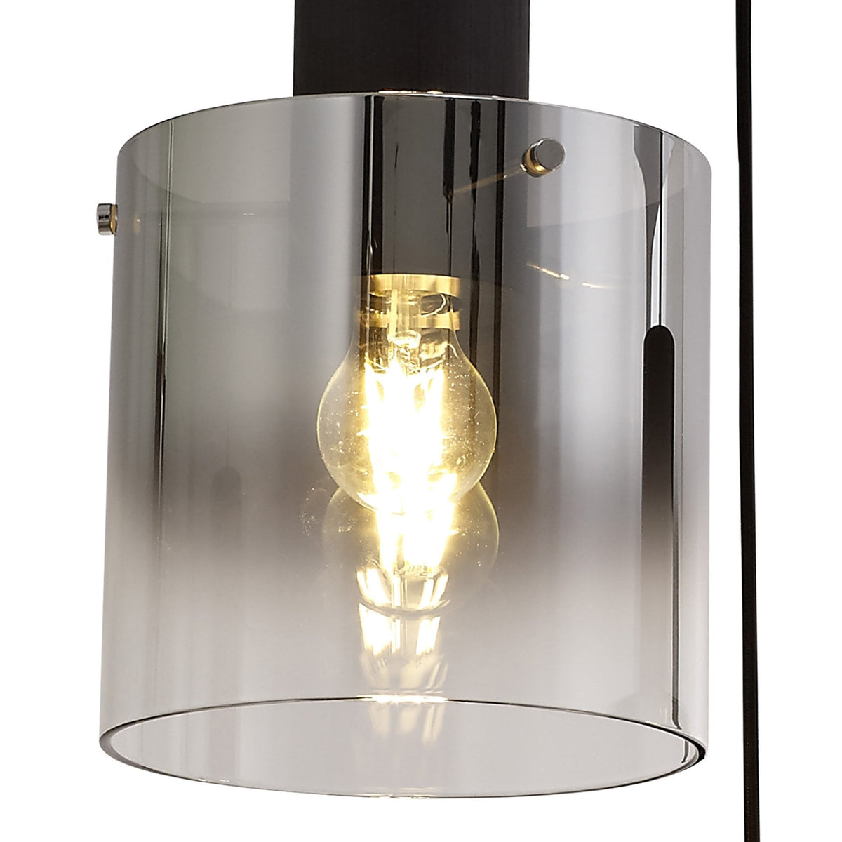 Belstone Triple Round Pendant in Black & Chrome with Smoke Fade Glass