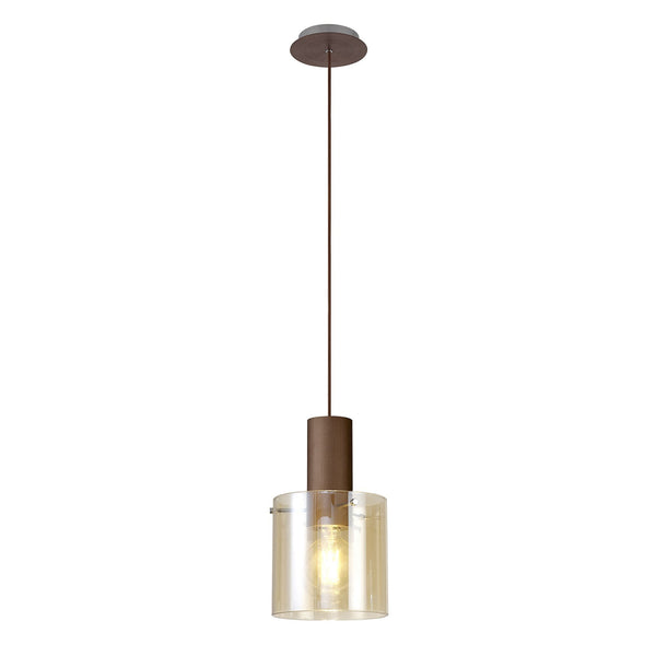 Belstone Single Pendant in Mocha with Amber Glass