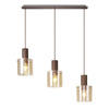 Belstone Triple Linear Pendant in Mocha with Amber Glass