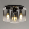 Belstone Triple Round Flush Ceiling Light in Black & Chrome with Smoke Fade Glass