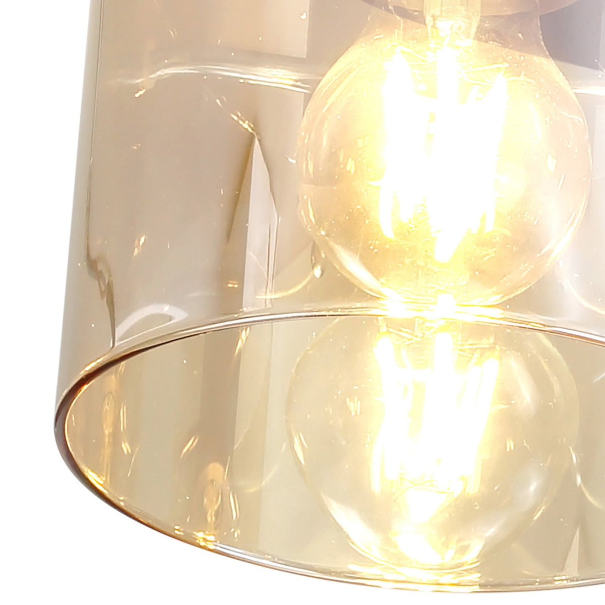 Belstone Triple Round Flush Ceiling Light in Mocha with Amber Glass