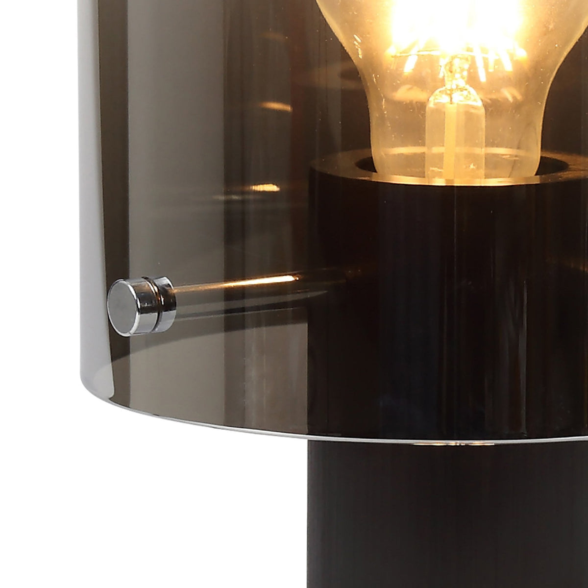 Belstone Table Lamp in Black & Chrome with Smoke Fade Glass