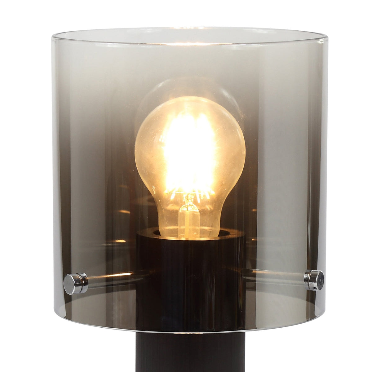 Belstone Table Lamp in Black & Chrome with Smoke Fade Glass