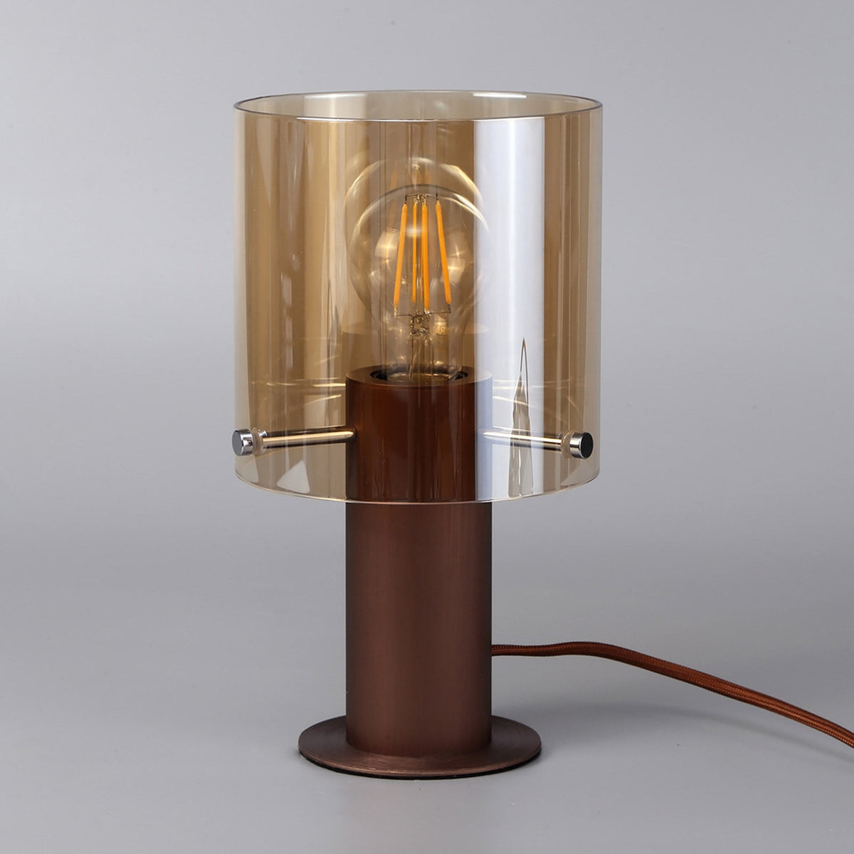 Belstone Table Lamp in Mocha with Amber Glass