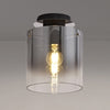 Belstone Round Flush Ceiling Light in Black & Chrome with Smoke Fade Glass