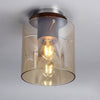 Belstone Round Flush Ceiling Light in Mocha with Amber Glass