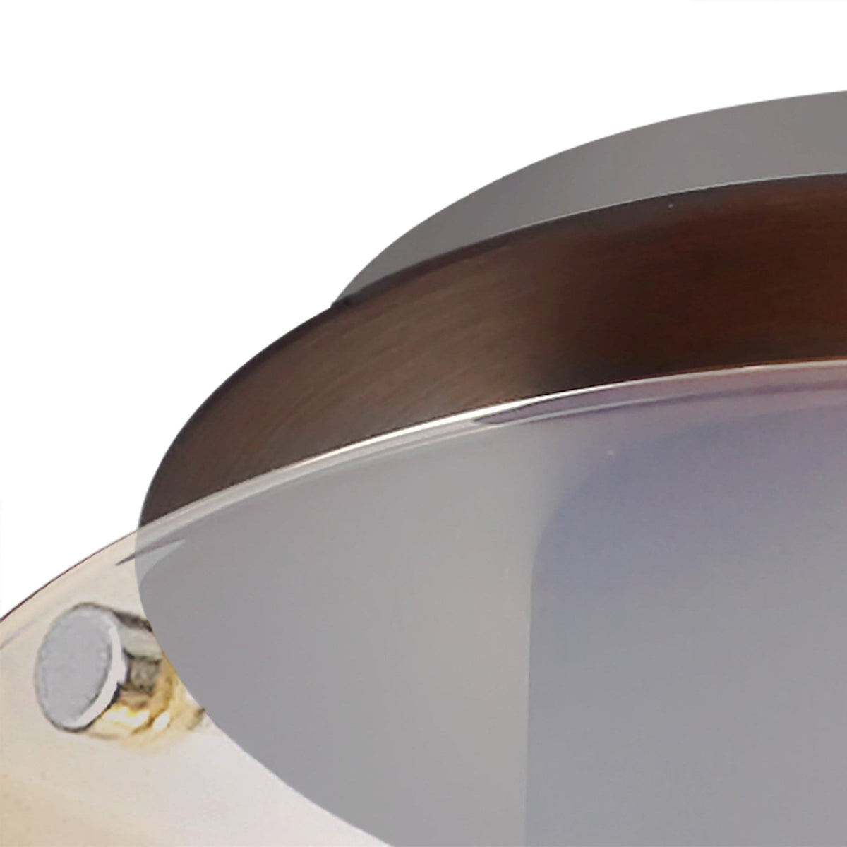 Belstone Round Flush Ceiling Light in Mocha with Amber Glass