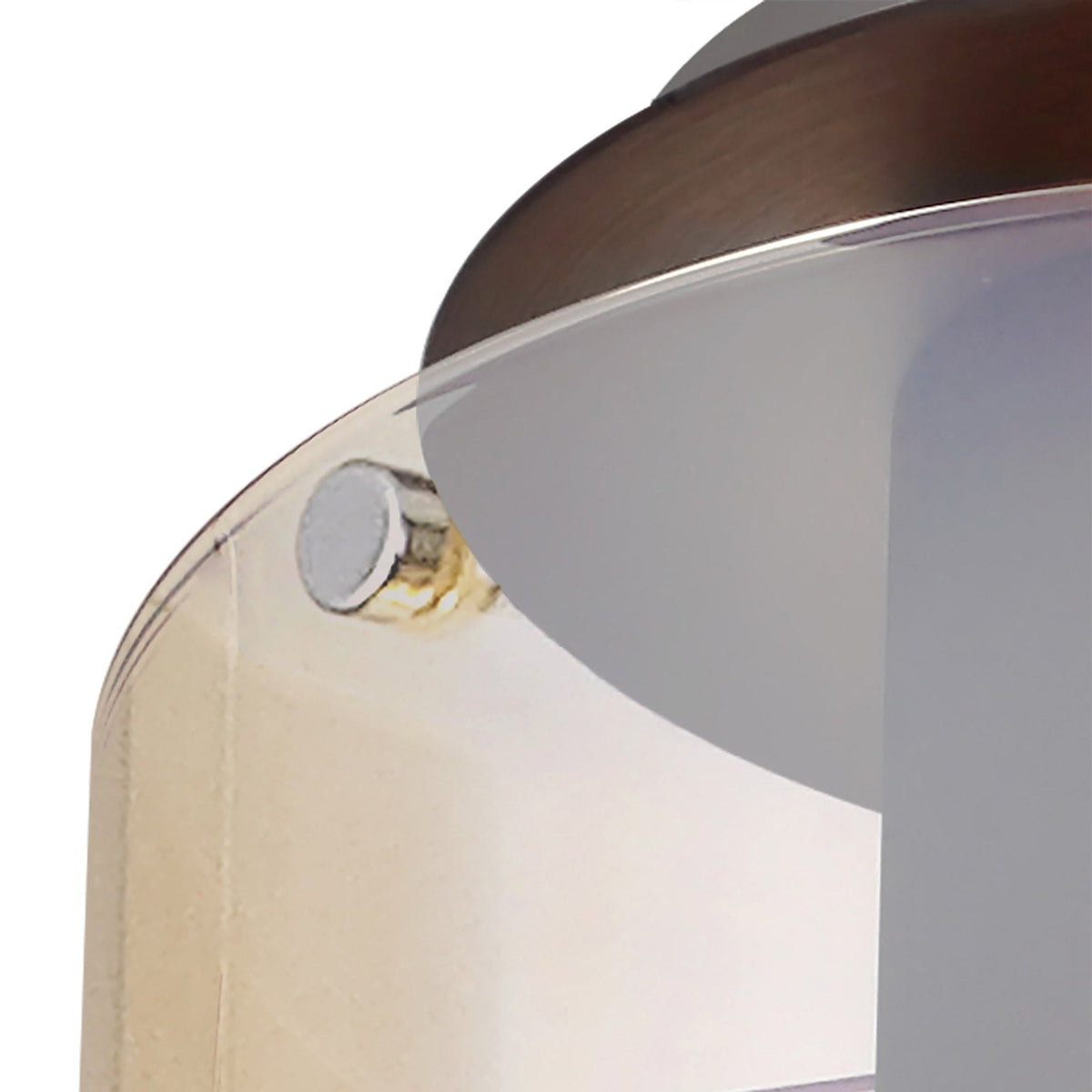 Belstone Round Flush Ceiling Light in Mocha with Amber Glass