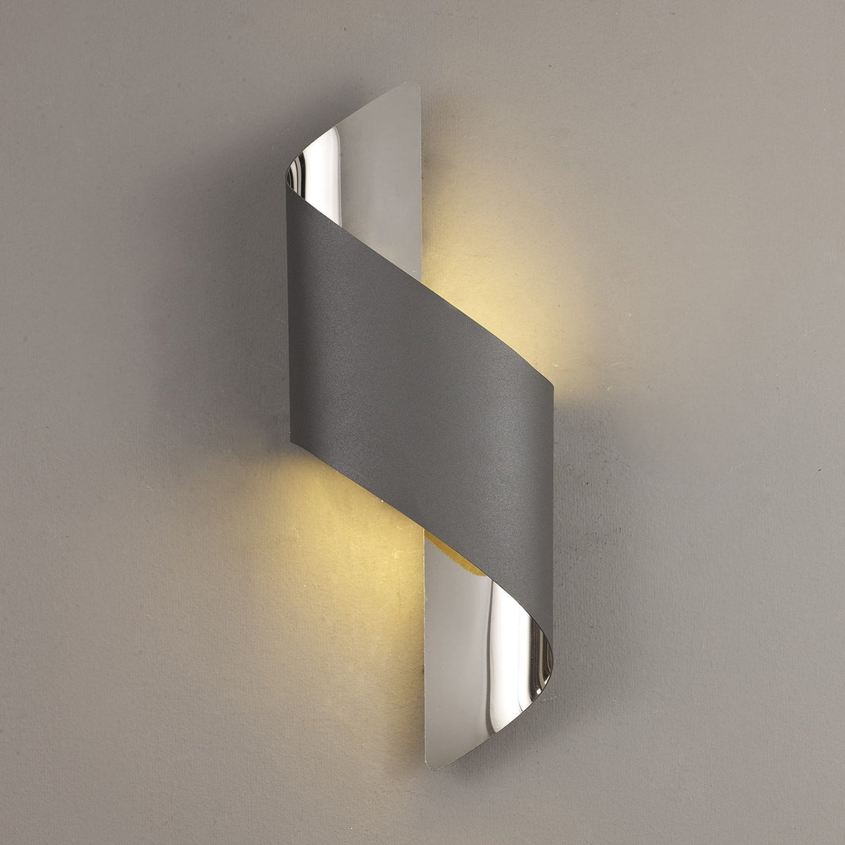 Fincham Small 8w LED Wall Light in Anthracite & Polished Chrome