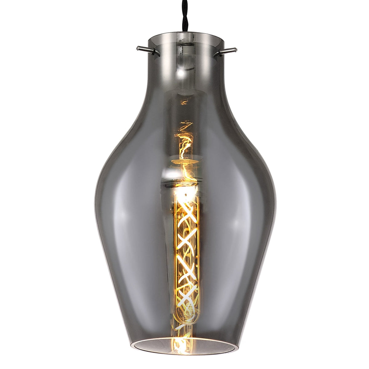 Spreyton 170mm Pendant in Polished Chrome & Smoked Glass