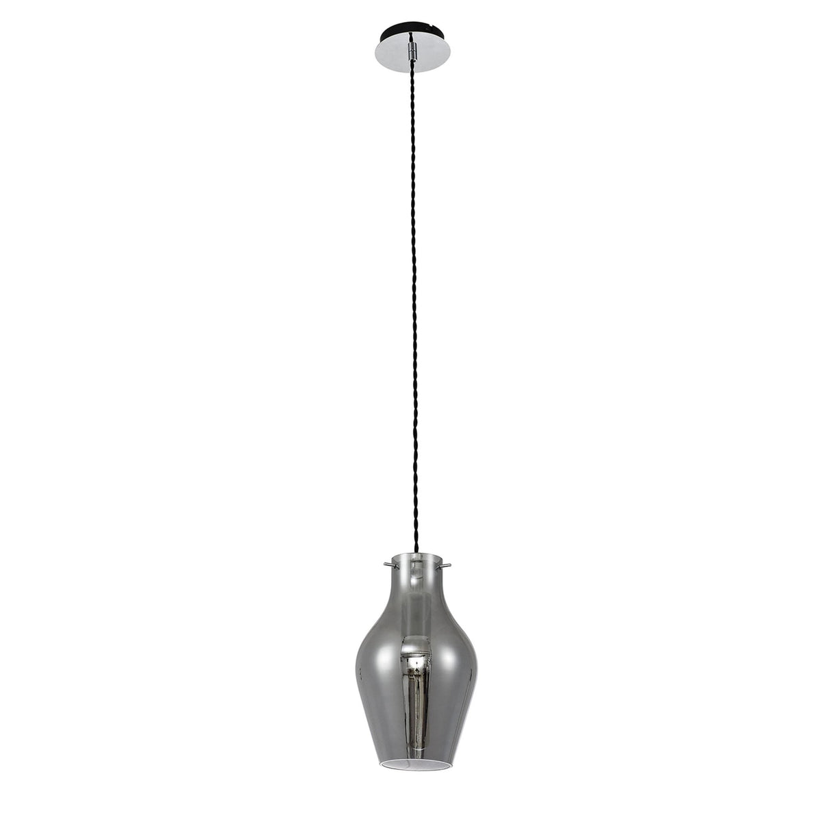 Spreyton 170mm Pendant in Polished Chrome & Smoked Glass