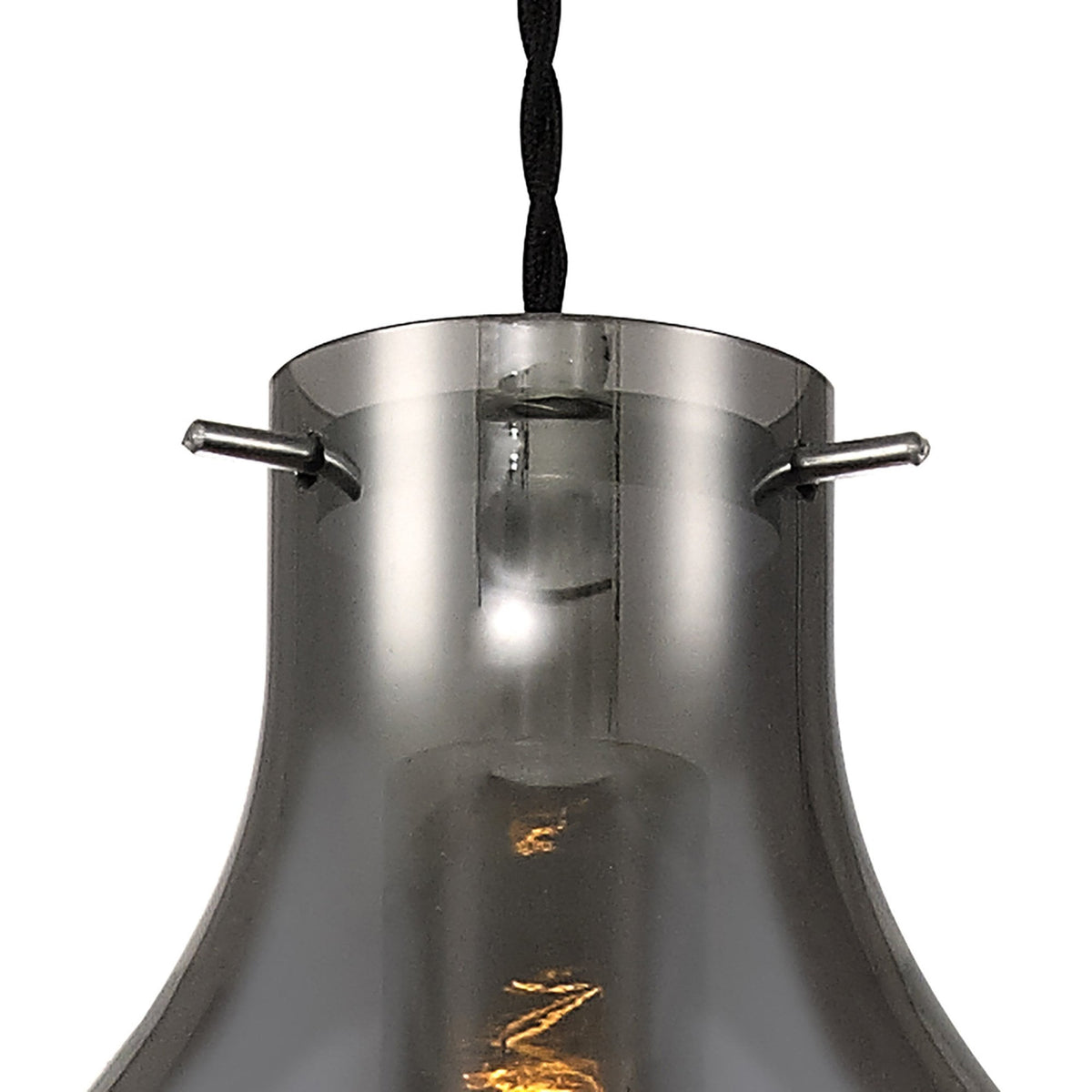 Spreyton 170mm Pendant in Polished Chrome & Smoked Glass