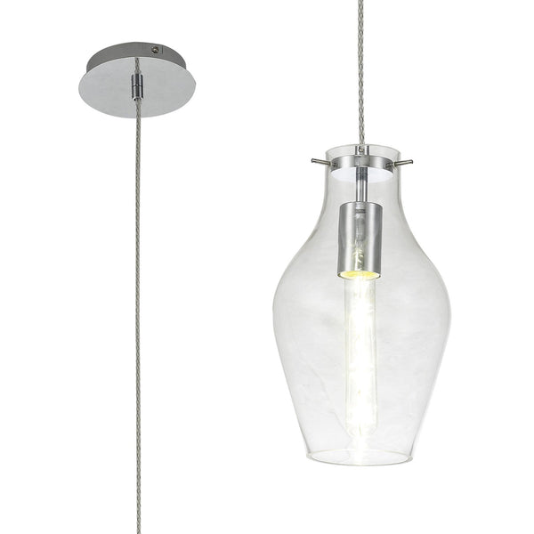Spreyton 170mm Pendant in Polished Chrome & Clear Glass