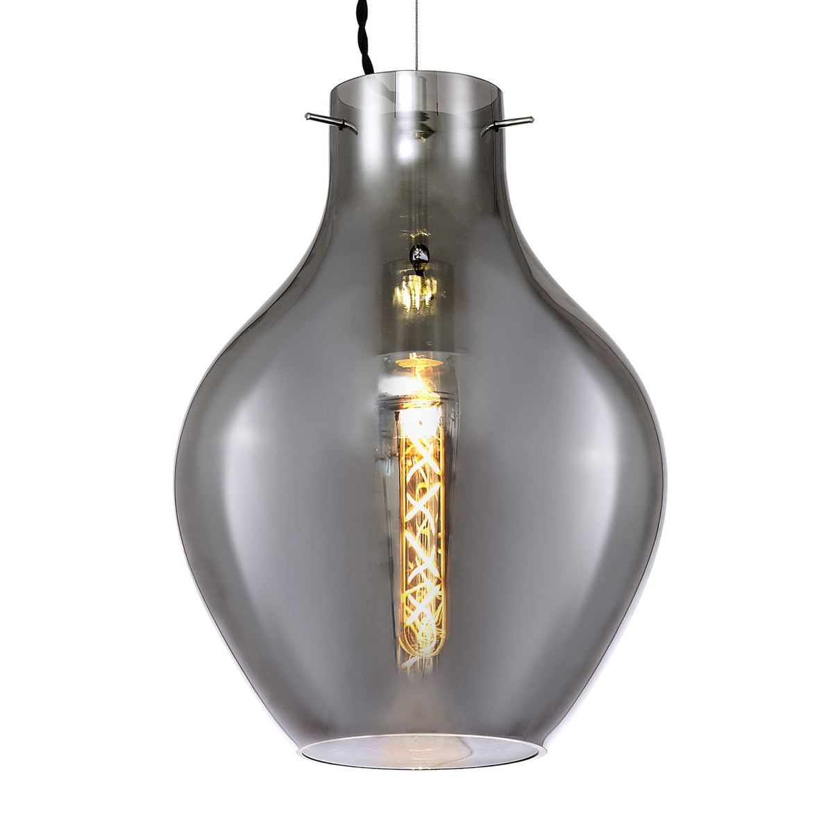 Spreyton 280mm Pendant in Polished Chrome & Smoked Glass