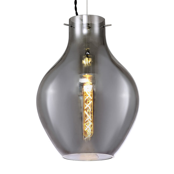 Spreyton 280mm Pendant in Polished Chrome & Smoked Glass