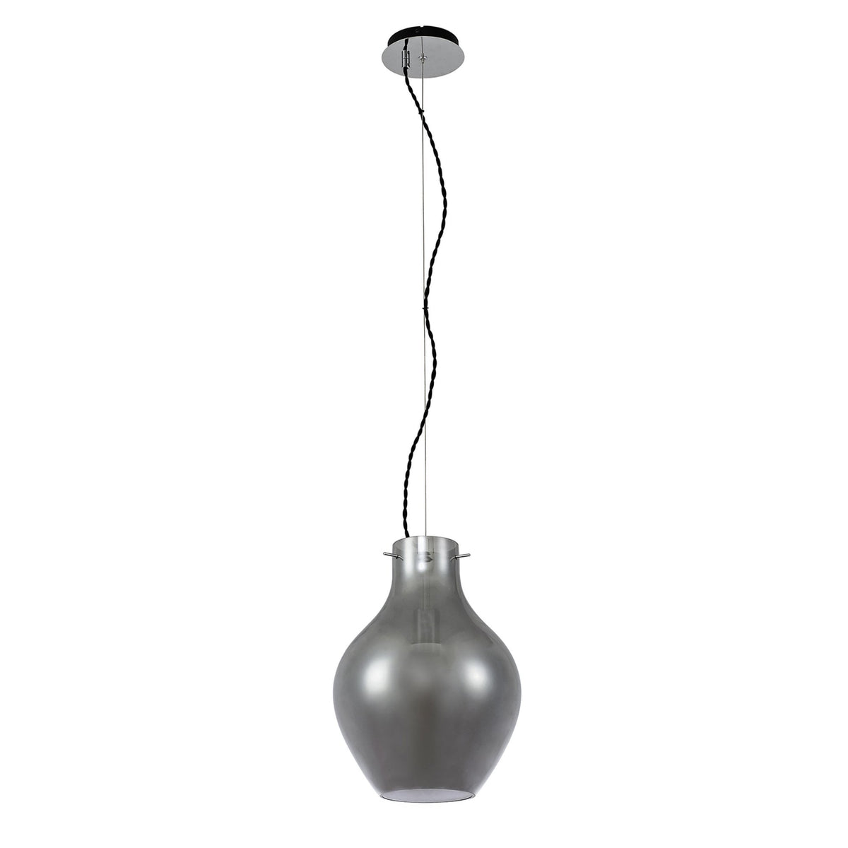 Spreyton 280mm Pendant in Polished Chrome & Smoked Glass