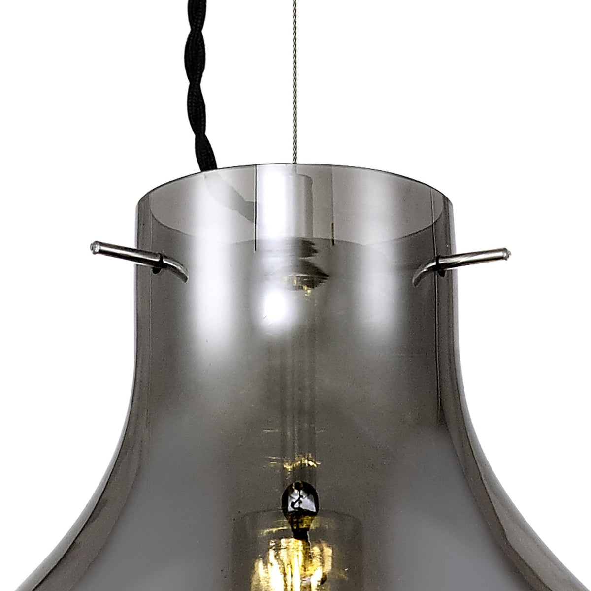 Spreyton 280mm Pendant in Polished Chrome & Smoked Glass