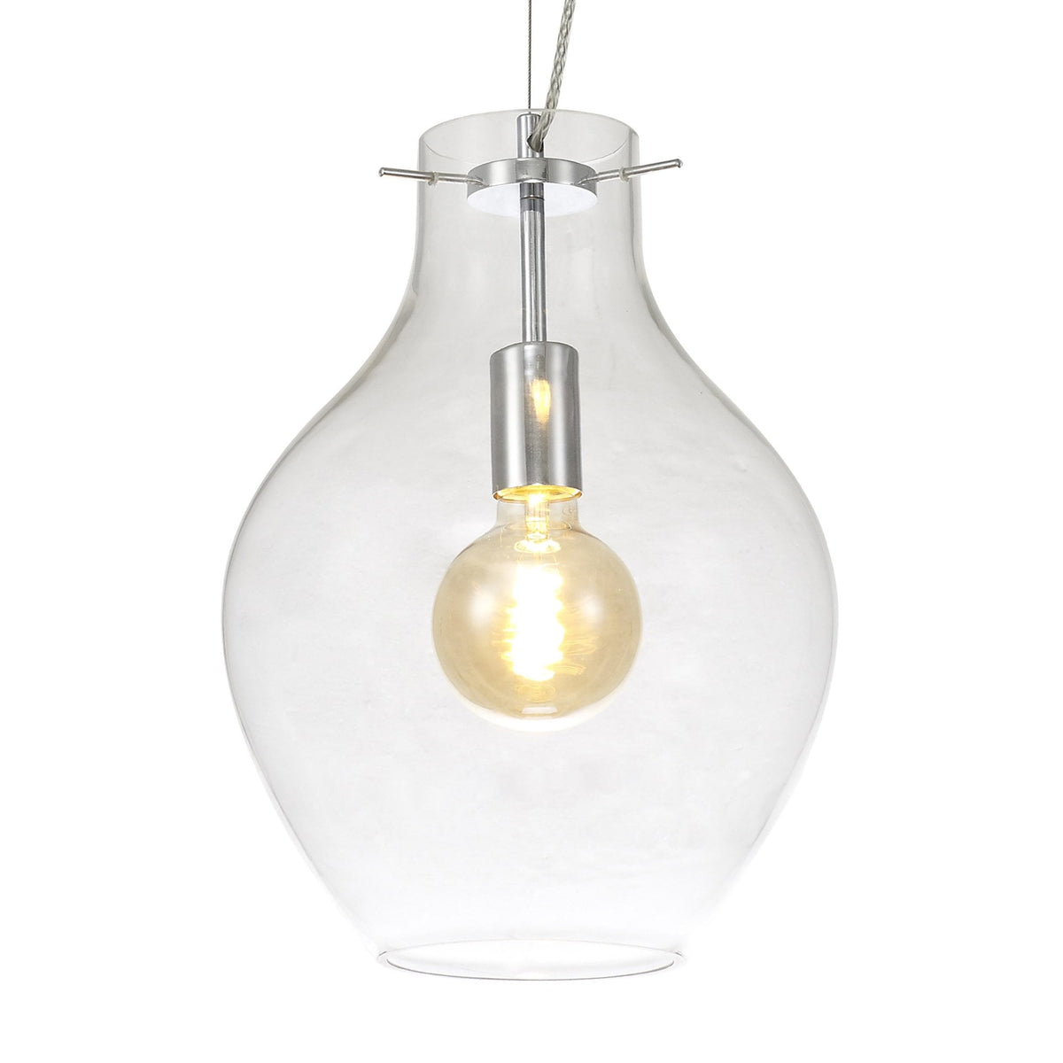 Spreyton 280mm Pendant in Polished Chrome & Clear Glass