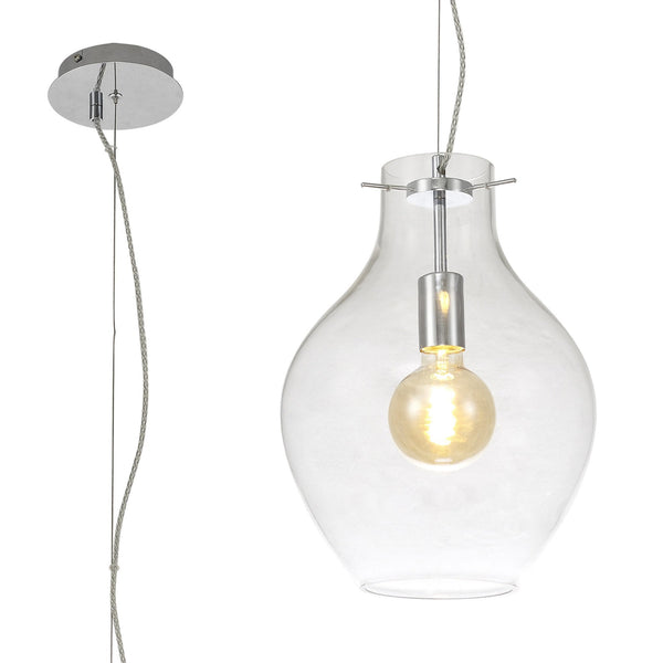 Spreyton 280mm Pendant in Polished Chrome & Clear Glass