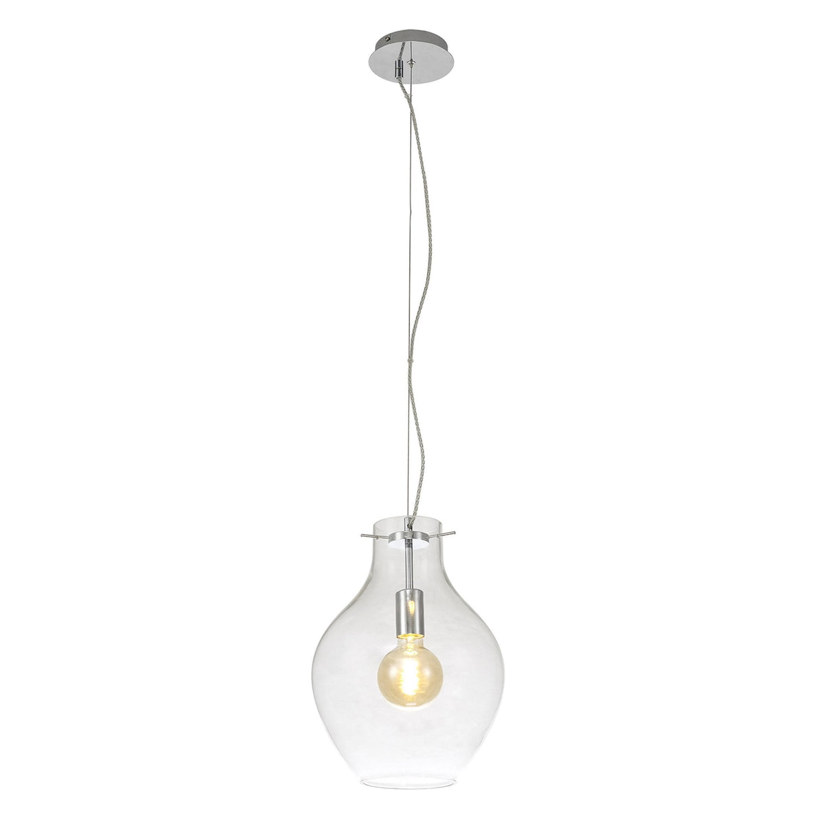 Spreyton 280mm Pendant in Polished Chrome & Clear Glass