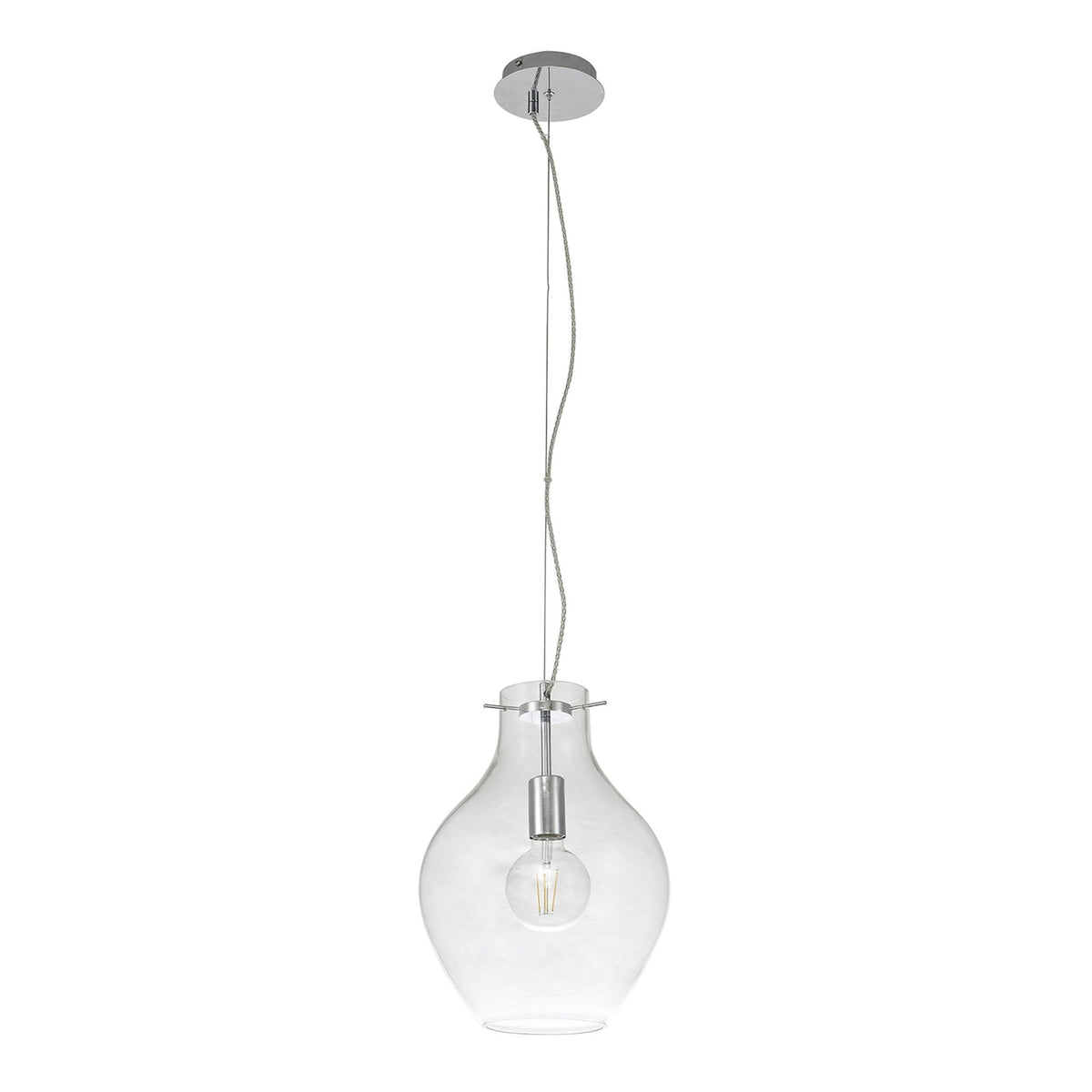 Spreyton 280mm Pendant in Polished Chrome & Clear Glass