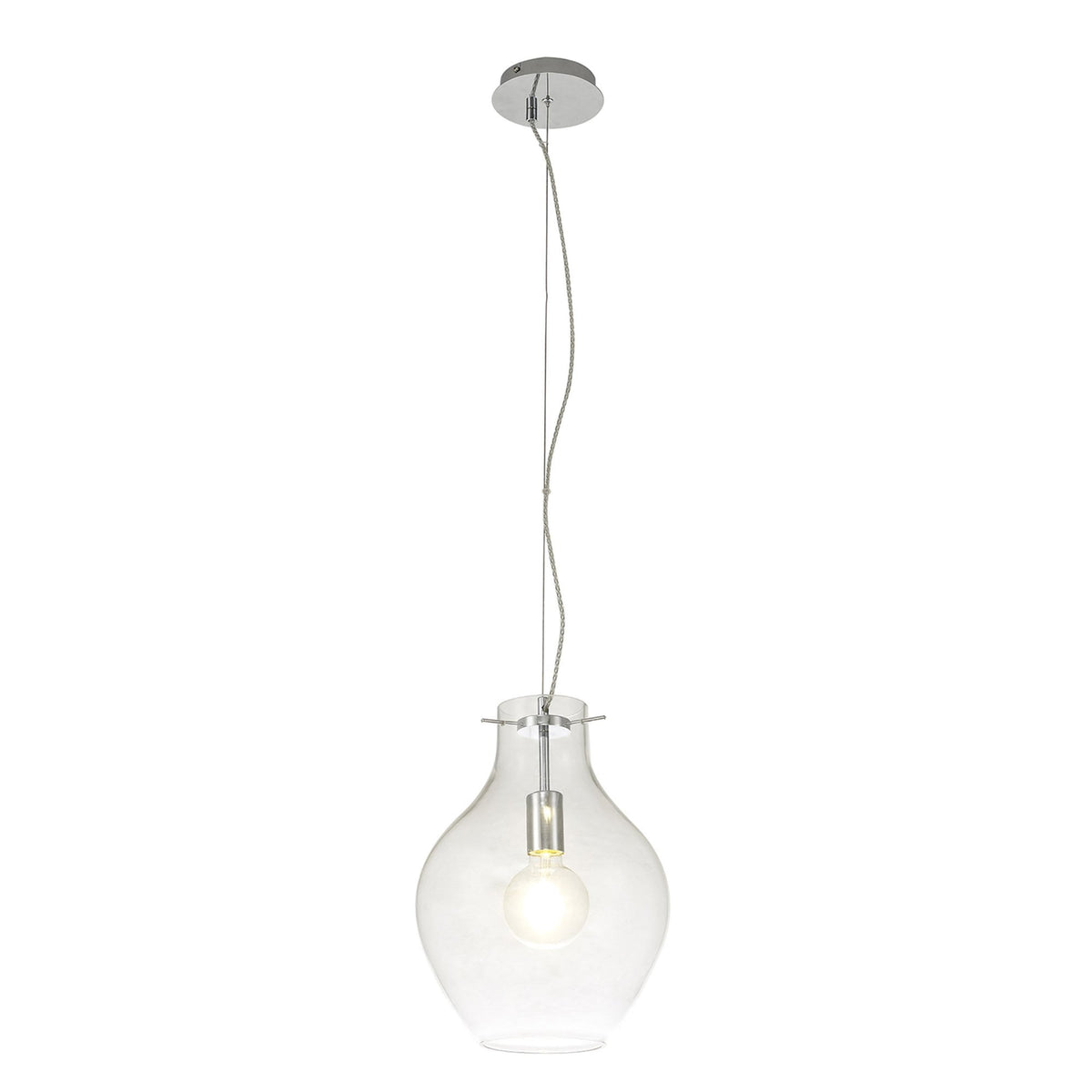 Spreyton 280mm Pendant in Polished Chrome & Clear Glass