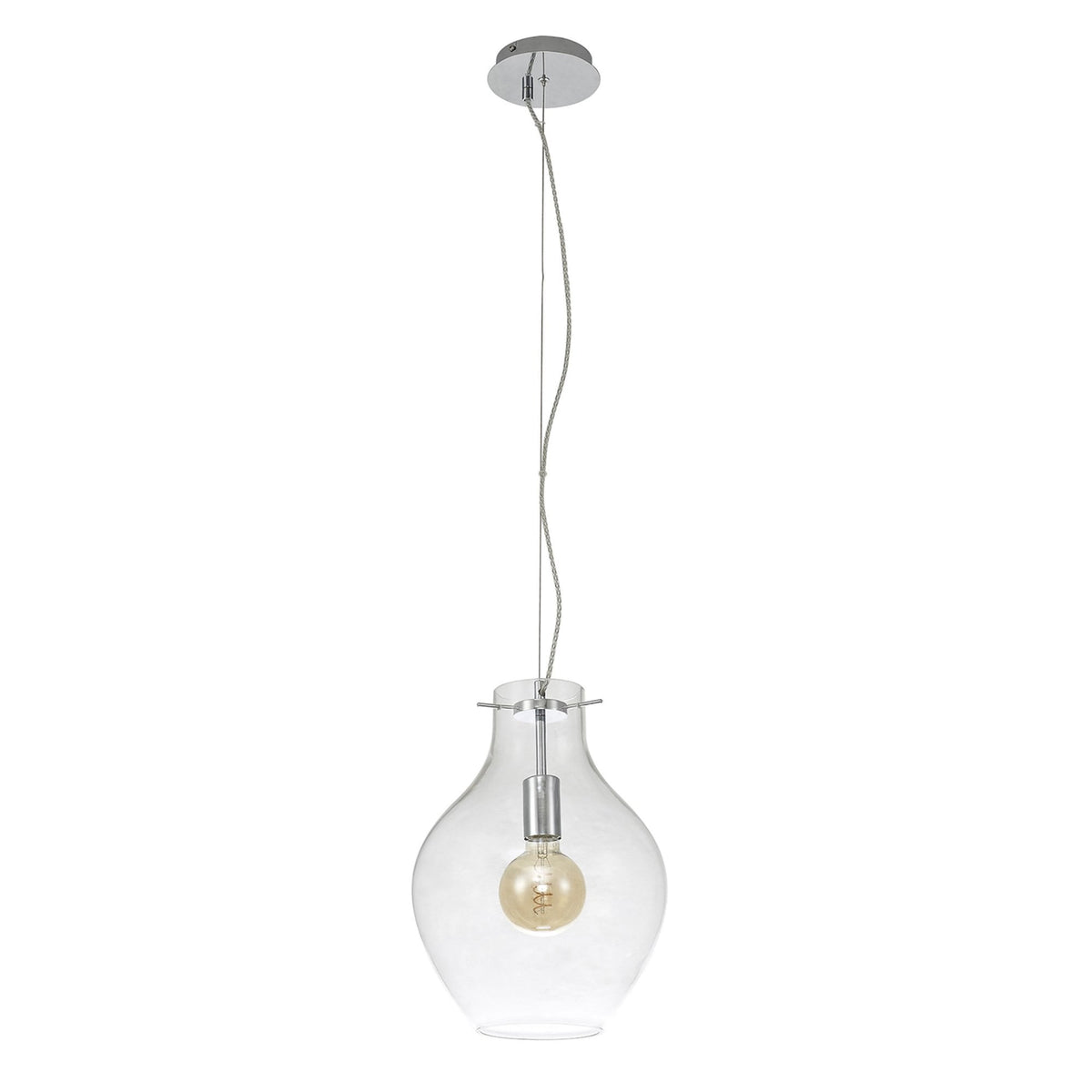 Spreyton 280mm Pendant in Polished Chrome & Clear Glass
