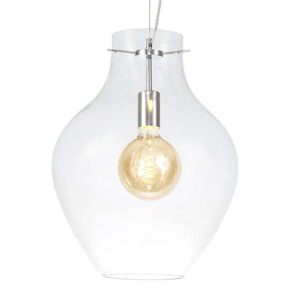 Spreyton 380mm Pendant in Polished Chrome & Clear Glass