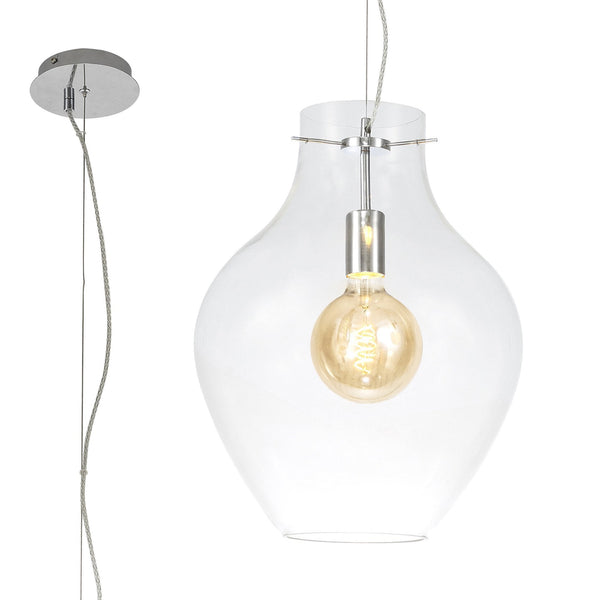 Spreyton 380mm Pendant in Polished Chrome & Clear Glass