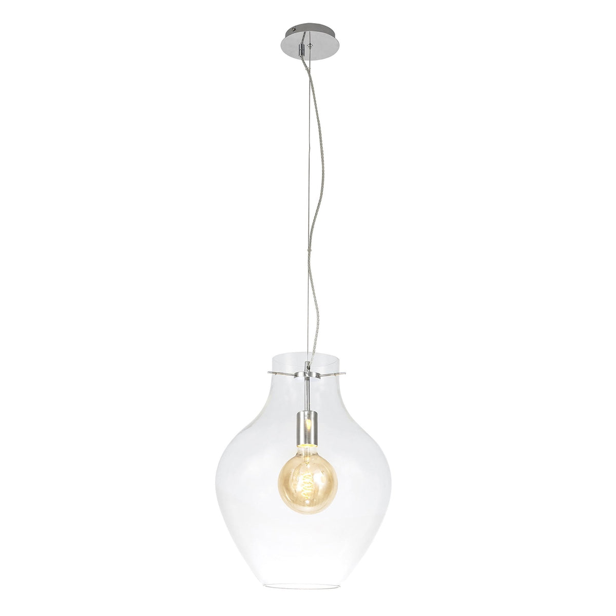 Spreyton 380mm Pendant in Polished Chrome & Clear Glass