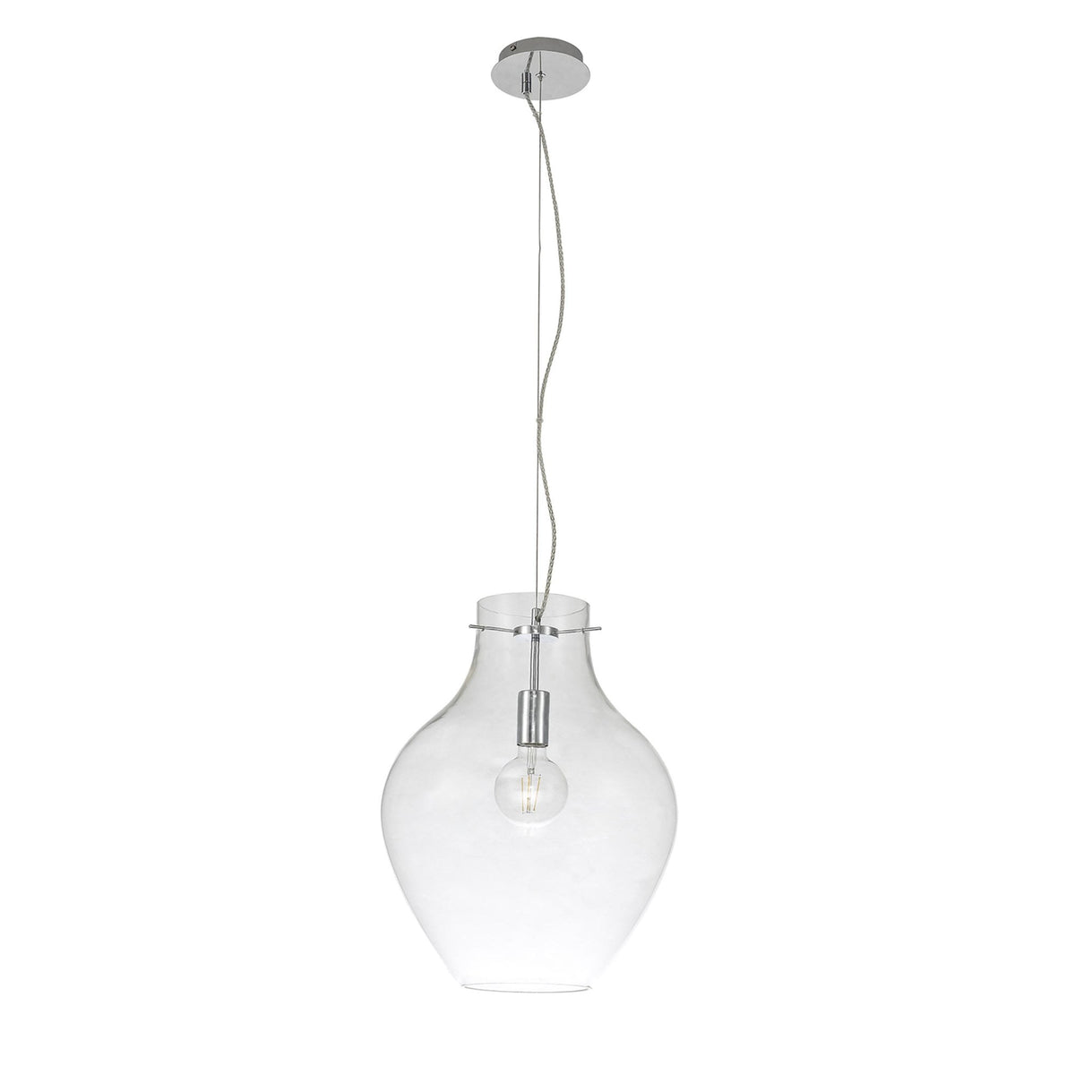 Spreyton 380mm Pendant in Polished Chrome & Clear Glass