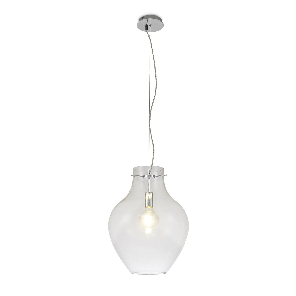 Spreyton 380mm Pendant in Polished Chrome & Clear Glass