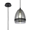 Kenn 200mm Cone Pendant in Matt Black & Smoked Glass