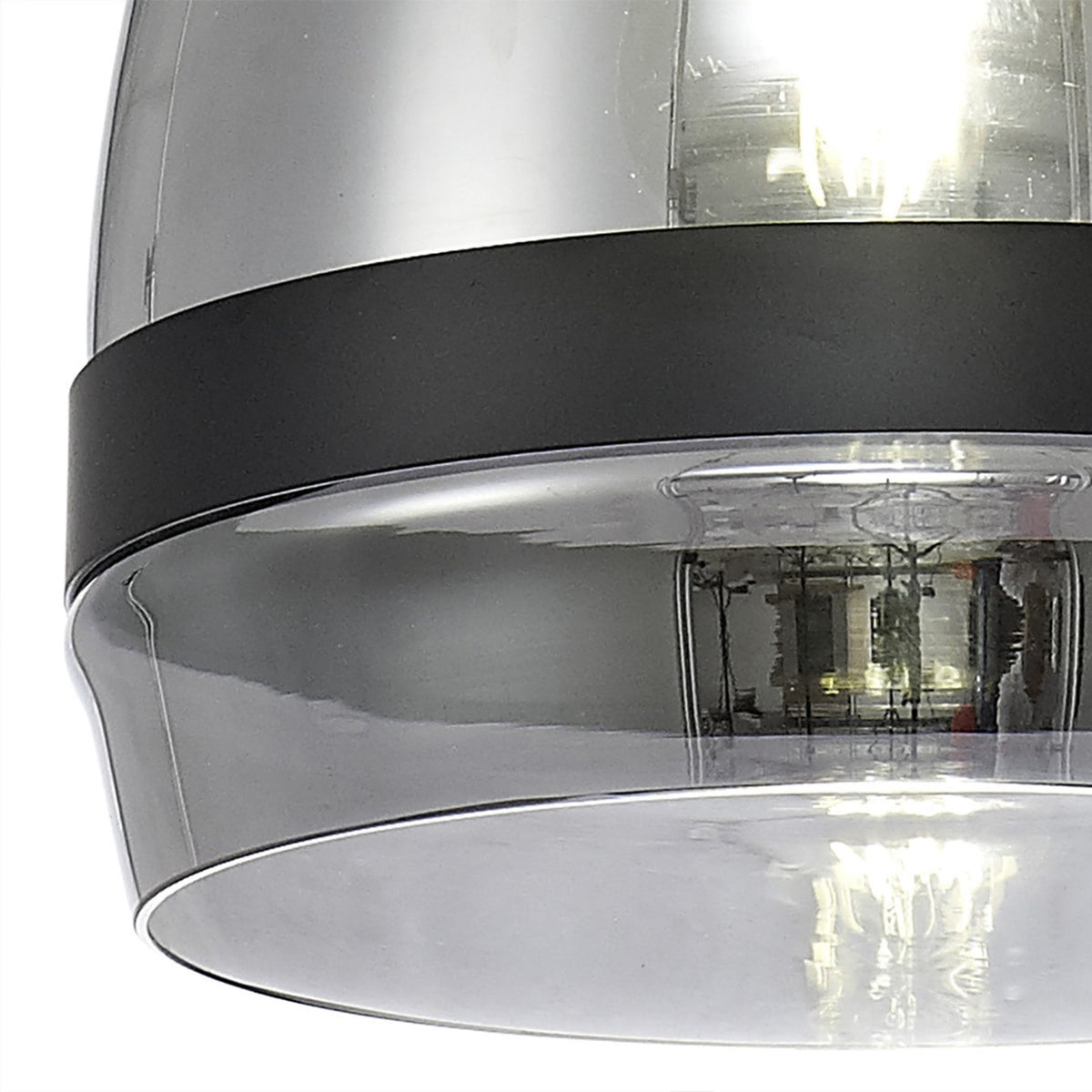Kenn 200mm Cone Pendant in Matt Black & Smoked Glass