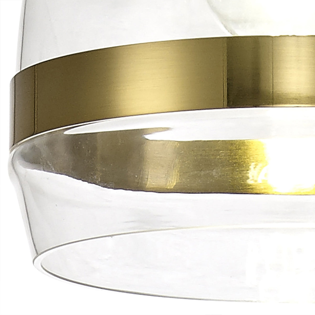 Kenn 200mm Cone Pendant in Ancient Brass & Clear Glass