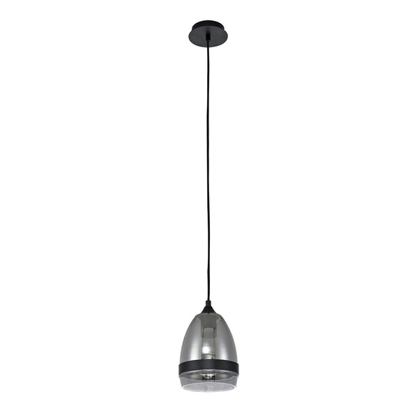 Kenn 150mm Cone Pendant in Matt Black & Smoked Glass