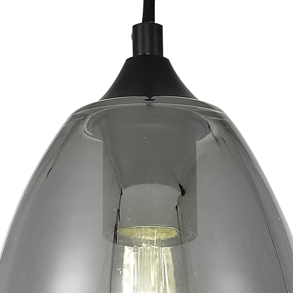 Kenn 150mm Cone Pendant in Matt Black & Smoked Glass